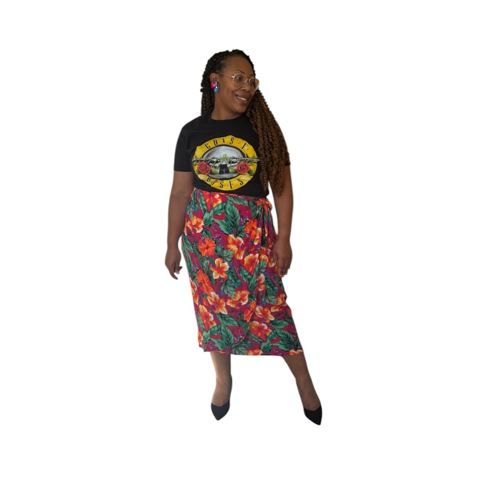 Jacque & KoKo Skirt Faux Wrap Maxi Floral Tropical